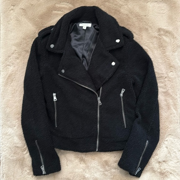 Max Studio Faux Fur Shearling Military/Moto Jacket - Picture 2 of 7